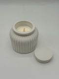 Ribbed Ceramic Jar with Lid